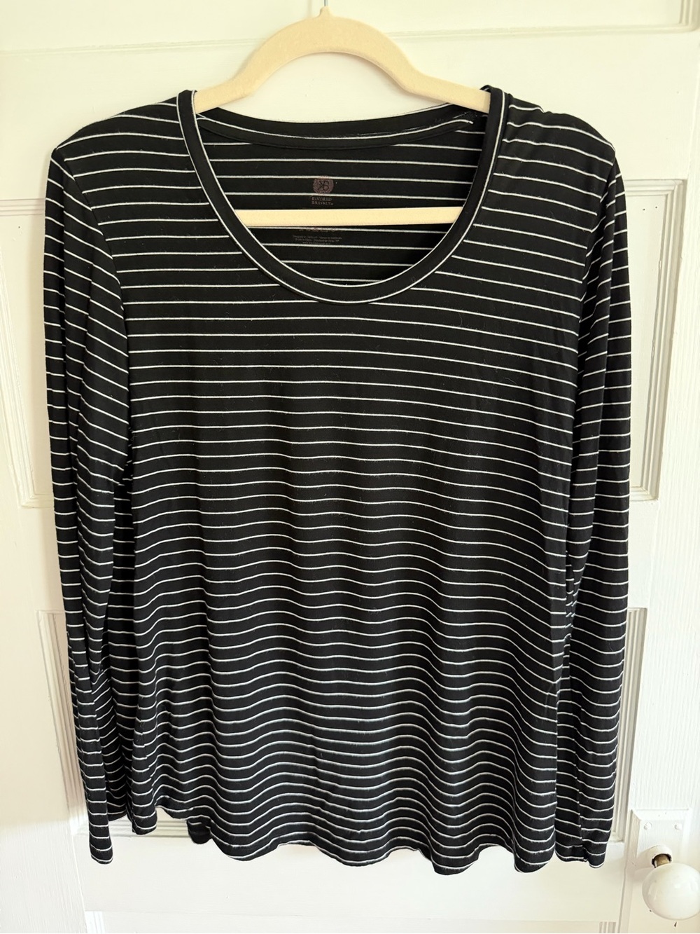 Kindred Bravely Nursing Black & White Striped Long-Sleeve Tee
